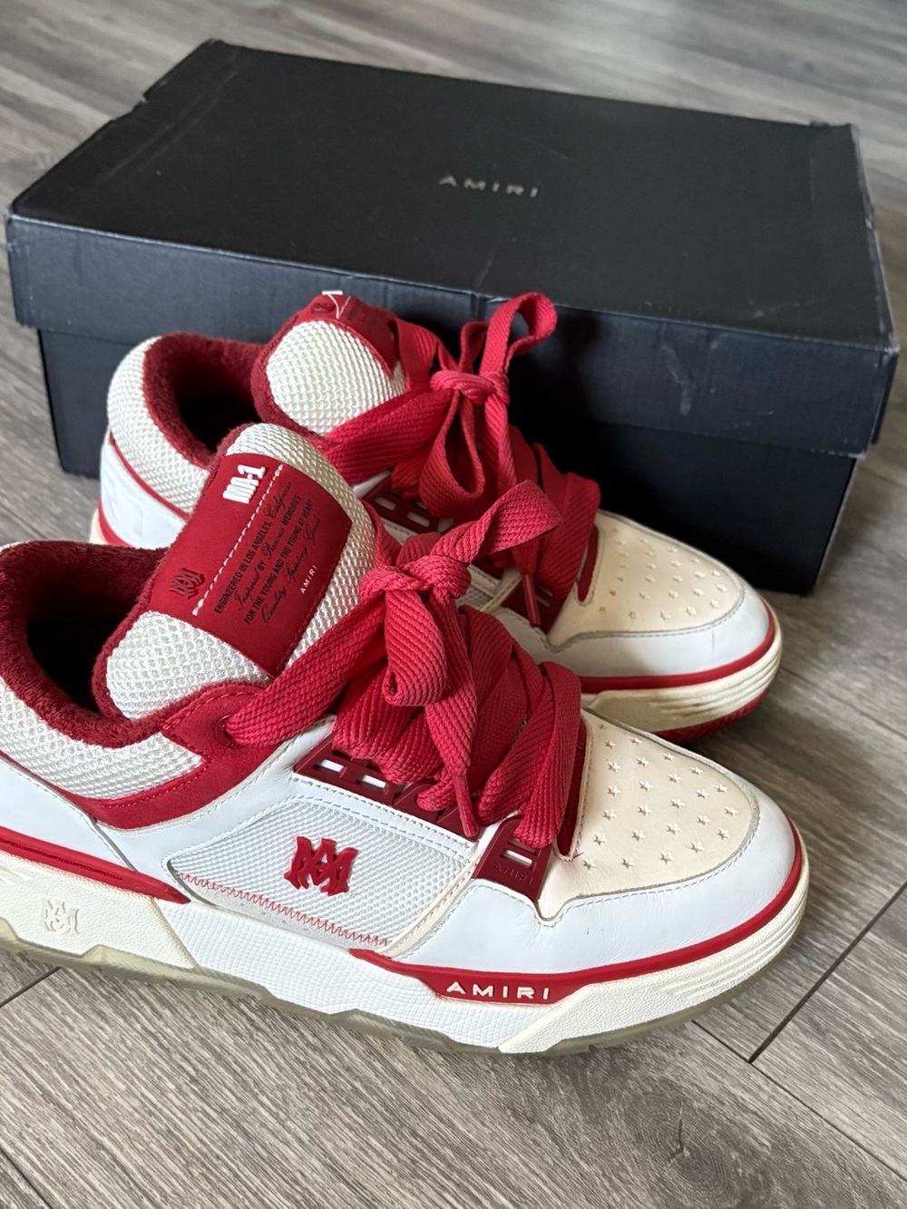 AMIRI White and Red Low-Top Sneakers